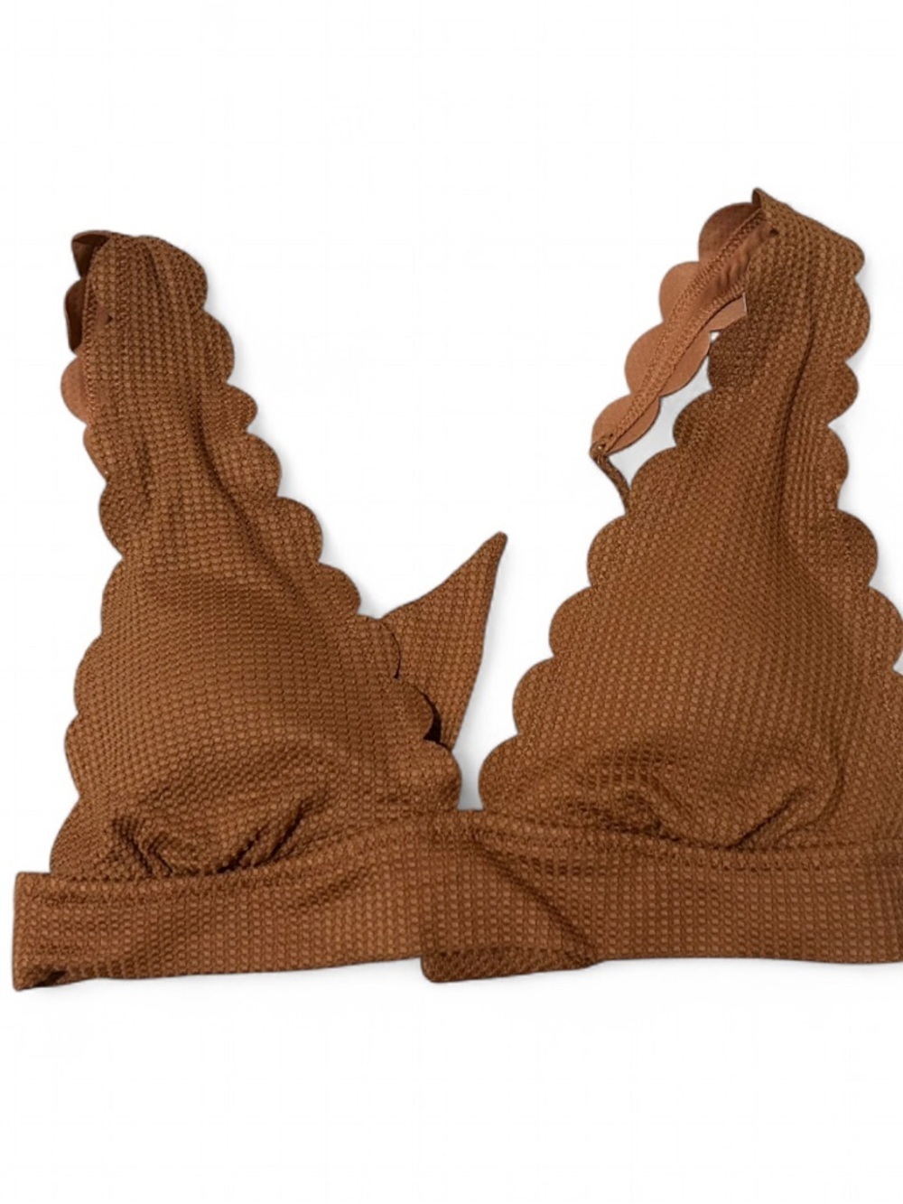 NWT Aerie Triangle Bikini Top Small Rust Brown Scalloped Trim Adjustable